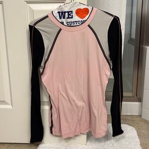 Lululemon pink, black, and light gray shirt